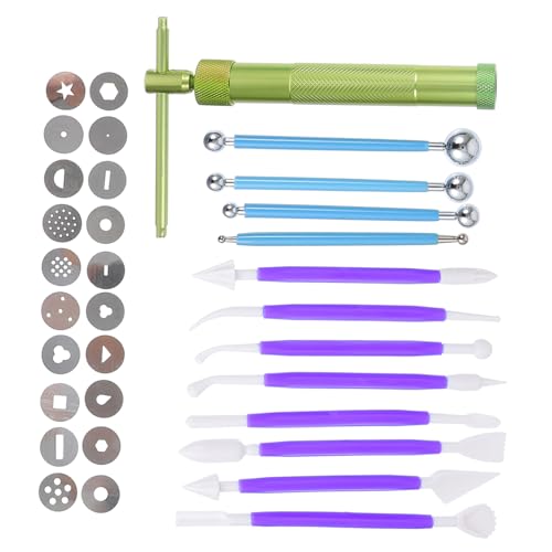 COHEALI 1 Satz 33St Fondant-Werkzeugset Modellierwerkzeug aus Ton Ton-Extruder multifunktionswerkzeug multi tools Werkzeug zum Schnitzen von Ton Tonbildhauerwerkzeuge Rostfreier Stahl von COHEALI