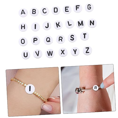 COHEALI 1 Satz 520 Stück DIY Ohrring Charme Acryl Weiße Alphabet Flachperlen Quadratische Perlen Spielzeug Schmuckperlen von COHEALI