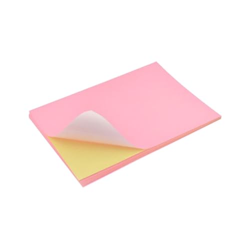 COHEALI 1 Satz A4-etikettenpapier Buntes Etikettenpapier Aufkleberdruckerpapier Aufkleberpapier Buntpapier Typenschild-aufkleber Farbiges Selbstklebendes Druckpapier Rosa 50 Stück von COHEALI