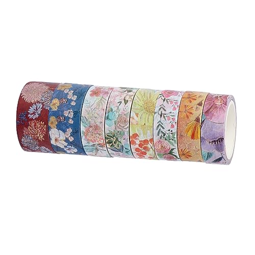 COHEALI 1 Satz Blumen Und Washi Tape Dekoratives Klebeband Blumenaufkleber Für Erinnerungen Washi Tape Roll Semmel Handkontodruckband Aufkleber Für Geschenkverpackungen Papier 8 Rollen von COHEALI