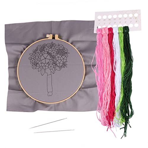 COHEALI 1 Satz DIY-Stickset Stanznadel-Stickset Kreuzstichpackungen Sticktuch Stoff kreuzen embroidery kit embroidery thread Blumenstickset für Anfänger Handwerkszeug für den Haushalt Rosa von COHEALI