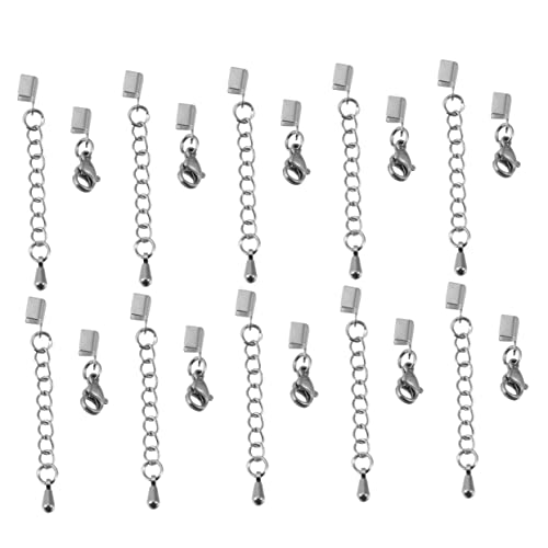 COHEALI 1 Satz Lederbandverbinder Schließanlage The Clos Tsa Schloß Armbinde Armband-endkappenstopper Schleife Schmuck Schnallen Aus Lederschnüren Kette Mit Karabinerverschluss Silver 10st von COHEALI