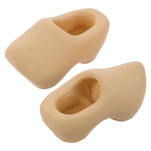 COHEALI 1 Satz Mini Holzschuhe Puppenhaus Mini Holzschuhe Miniaturschuhe Unbemaltes Handwerk Unfertige Schuhe Leere Holzschuhe Unbemalt Klompen Mini Schuhe Winzige Holzschuhe Beige 2Stk von COHEALI