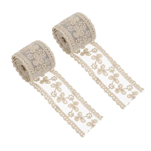 COHEALI 1 Satz Schmuckzubehör Seidenband Ribbon Decora Acessories Stoffbänder Bandzubehör Geschenkband Haarschmuck Mit Blumen Braut-spitzenband Basteln Diy Band Diy-zubehör Garn Beige 2st von COHEALI