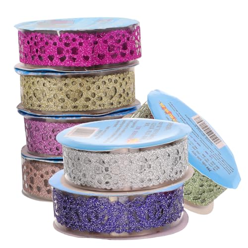 COHEALI 1 Satz Spitzenband Glitzerband Spitze Washi Tape Spitzenbesatz Fotoalbum Glitzerband Spitzenapplikation DIY Klebeband Kinder Washi Tape Glitzer Washi Tape 7 Rollen von COHEALI