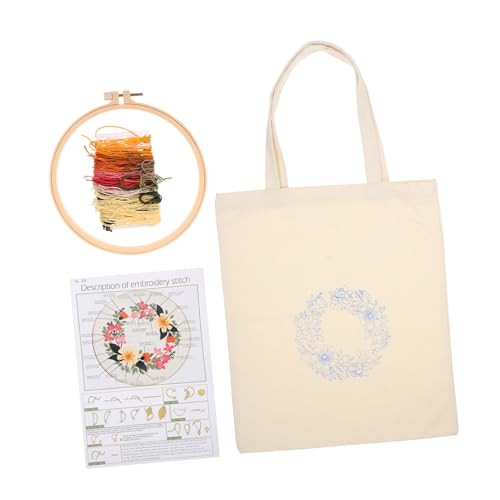 COHEALI 1 Satz Tasche aus Kreuzstich-Segeltuch Stickerei-Kits DIY-Kits für Erwachsene Bastelset embroidery kit embroidery set handtasche Stickerei-Starter-Kit Kreuzstich-Set Polyester Weiß von COHEALI