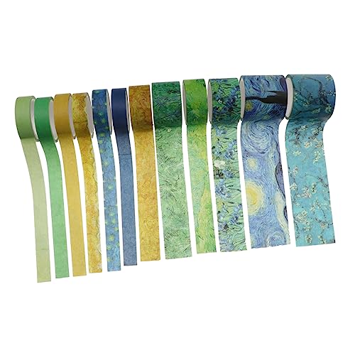 COHEALI 1 Satz Taschenband Multifunktionales Klebeband Washi-tape Einzigartiges Klebeband Handwerksklebeband Blumenaufkleber Fotoalbumband Geschenkbänder Klebebänder Papier Green 12 Rollen von COHEALI