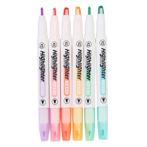 COHEALI 1 Satz Textmarker Leuchtsticker Leuchtschriftzug Leuchtreklame Fluoreszierende Stifte Gel-highlighter Doppelendige Marker Pastellmarker Milder Farbhighlighter Plastik Colorful 6st von COHEALI