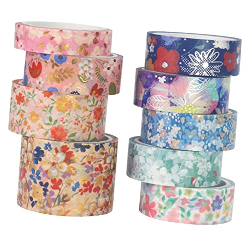 COHEALI 1 Satz Washi-tape Beschreibbare Papierbänder Handkontenbänder Washi-klebeband Kleine Blumen Zum Basteln Diy-kunsthandwerk Blumen-washi Geschenkbänder Packband Aus Papier 9 Rollen von COHEALI