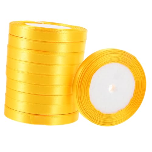 COHEALI 10 Rollen Geschenkverpackungsband Bögen machen Band Präsentieren Sie Verpackungsbänder Hochzeitsband seidenband ribbon schneidbares Geschenkband Geschenkangebot Polyester Golden von COHEALI