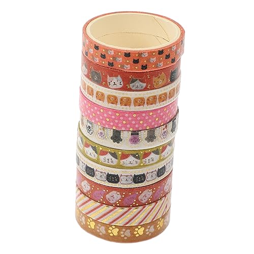 COHEALI 10 Rollen Heißpräge-Washi-Tape Süßes Tier-Washi-Tape bedruckte Klebebänder washy-Tape briefumschlag briefumschläge Papierbänder mit Herzmuster Planerband Japanisches Papier von COHEALI