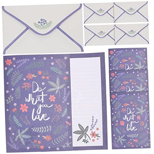 COHEALI 10 Sätze Wunderschönes Blumen-Briefpapier-Set Briefversorgung Retro-Briefpapiere Jahrgang stationär briefumschläge set briefpapier vintage stationäre Versorgung Umschlagset Violett von COHEALI