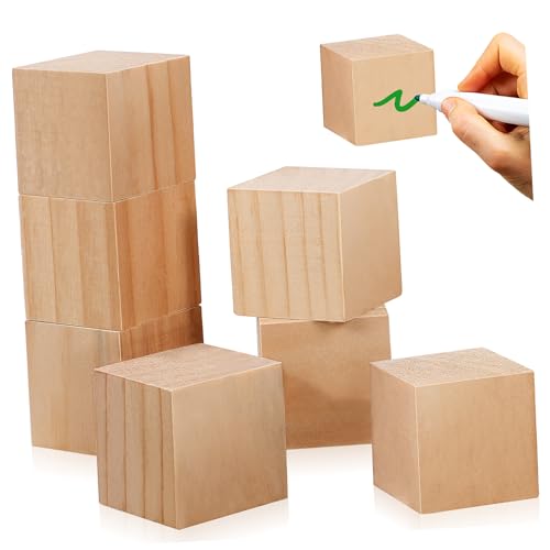 COHEALI 10 Stück Block Rohling Puzzles Zum Zeichnen Auf Stapelwürfeln DIY Alphabet Puzzle Unfertiger Bastelwürfel Quadratischer Würfel Zum Bemalen Holzwürfel Unfertige Holzwürfel von COHEALI