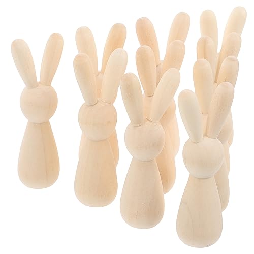 COHEALI 10 Stück Heim Klammerpuppen Unvollendete Mini Kaninchen Puppenfiguren Menschen Figur Form Puppe Leere Perlen Hase Spielzeug DIY Klammerkaninchen Modelle Puppe Zum von COHEALI