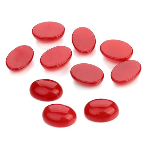 COHEALI 10 Stück Ovale Stein Cabochons Edelsteine Natürliche Edelsteinperlen Halbedelsteine Perlen DIY Zeitbedarf Schmuck Zeitzubehör Volle Fingerringe Achat Edelstein Patch Rot von COHEALI