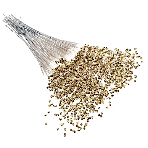 COHEALI 100 Stück Schnur Dekorative Perlenkette Schmuck Perle Selber Machen Perlensticks Glitzerperlensticks Mini-kunstperlen-spray Weihnachtsdekoration Perlmutt Golden Plastik von COHEALI