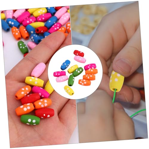 COHEALI 100st Bunte Perlen Selber Machen Halsketten Rohrperle Bunter Schmuck Lose Perlenanhänger Grünes Drahtgeflecht Diy Perlen Für Kinder Bunte Halskette Colorful Produkt Aus Holz von COHEALI