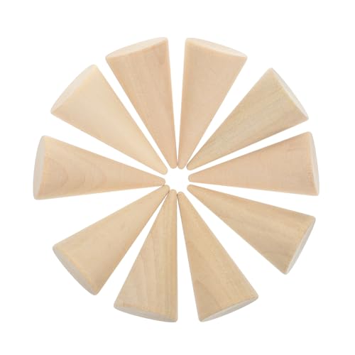 COHEALI 10St Holzhandwerk holzspielsachen holztacker Ringhalter holzpyramide Holzkegel Sport Ringkegel unbemalt Zapfen Vor schmuck einhandzwinge Handwerk holz DIY hölzern von COHEALI