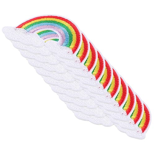 COHEALI 10st Bemalte Wolkenstickerei Kleiderflicken Accessoires Für Mädchen Hosen Reparieren Flicken Dekorative Patches Flicken Jacken Patches Nähen Regenbogen-patch Annähen Stoff Colorful von COHEALI