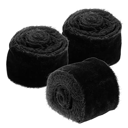 COHEALI 12 Rollen Samtband reißen Quasten zum Basteln Kuchenband Kuchen verzieren partydekoration party decoration DIY- für Kopfbedeckungen Multifunktionsbänder Polyester Black von COHEALI