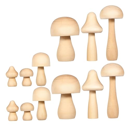 COHEALI 12 Stk Holzpilz kinder spielsachen kinder dekor Pilze Dekor Pilz basteln unfertiges Pilzmodell Kinderhandwerk Pilz malen selber machen Pilzmodelle selber machen Waldpilze hölzern von COHEALI