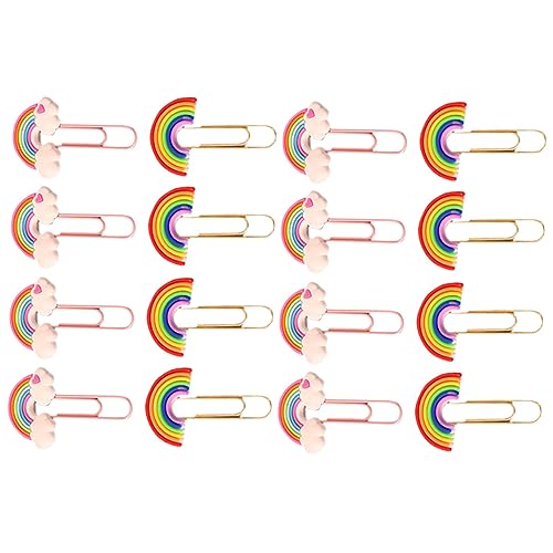 COHEALI 16St Regenbogen-Büroklammer Lesezeichen-Clips stabile Clips coole Büroklammern Dekor Farbige Büroklammern PVC Büroklammern schöne Dateiclips Bastelklammern für das Büro Colorful von COHEALI