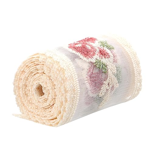 COHEALI 1stk Haarnadelmaterial Geschenkband Spitzenstoff Spitzenbesatz Elastisches Band Stoffspitze Handgefertigte Handwerksversorgung Stoff Mit Blumenbesatz Diy-bänder Beige Garn von COHEALI