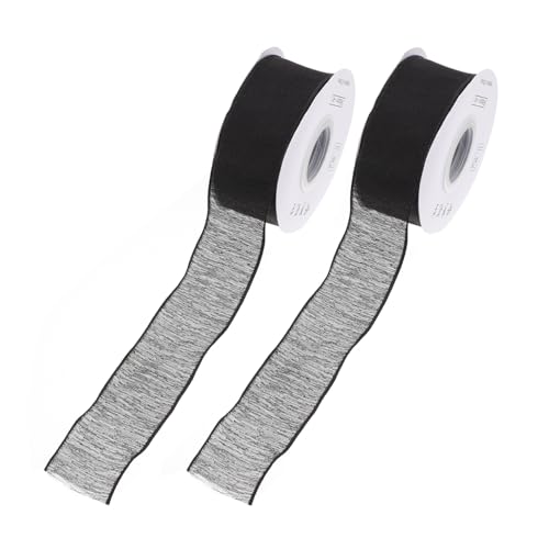 COHEALI 2 Rolle Schneeflockenband Tüllband breites Schimmerband Blumenband Spitzenbesatz breites transparentes Band ribbon bandfeile eheringe Geschenkband interessantes DIY-Band Garn Black von COHEALI