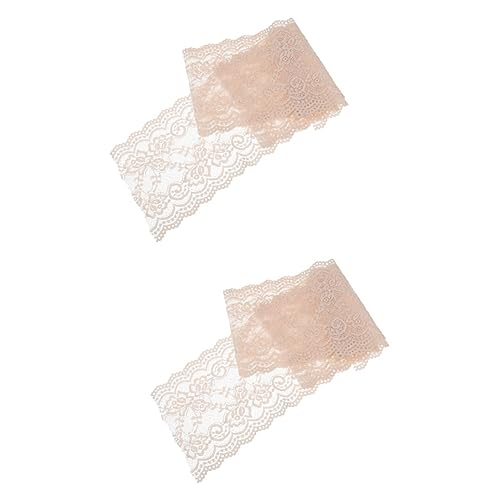 COHEALI 2 Rollen Blumenspitze Hochzeit Spitzenband dehnbare Spitze Kantenband zuschneiden dehnbares Spitzenband nylons elastisches tape DIY Bastelbedarf floraler Spitzenstoff Beige von COHEALI