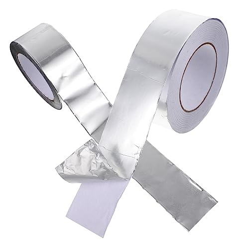 COHEALI 2 Rollen Folienband Thermoband Band Für Wasserdichtes Band Hochtemperatur-aluminiumband Gefrierband Silberband Aluminiumfolie Schildband Klempnerband Klebeband Aus Aluminium von COHEALI