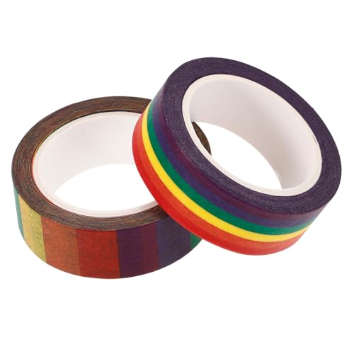 COHEALI 2 Rollen Regenbogen Klebeband Aufkleber Klebeband Abdeckband Regenbogen Klebeband Scrapbooking Zubehör Geschenkpapier Dekoratives Washi Tape Dünnes Scrapbook Dekorpapier von COHEALI