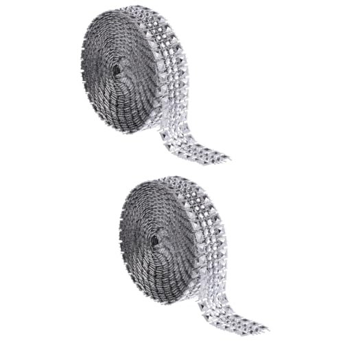 COHEALI 2 Rollen Reihe von Diamant imitationen Strasssteine ​​zum Basteln Strassband Handwerk hochzeitsdeko wedding decoration Strassbandversorgung Strassband-Werkzeug Plastik Silver von COHEALI