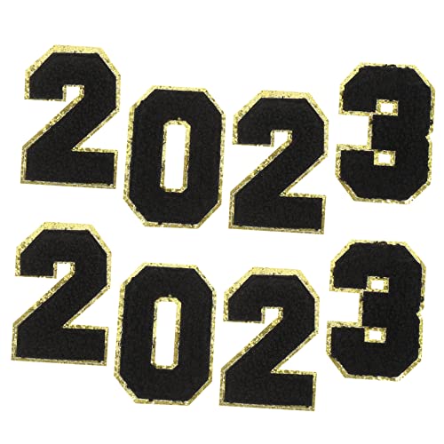 COHEALI 2 Sätze 2023 Stoffaufkleber Bügelflicken Nummern-Patches aus Chenille Zahlen Patches schuhreparatur stickrahmen banners Patches nähen Zahlenabzeichen selber machen Polyester Black von COHEALI