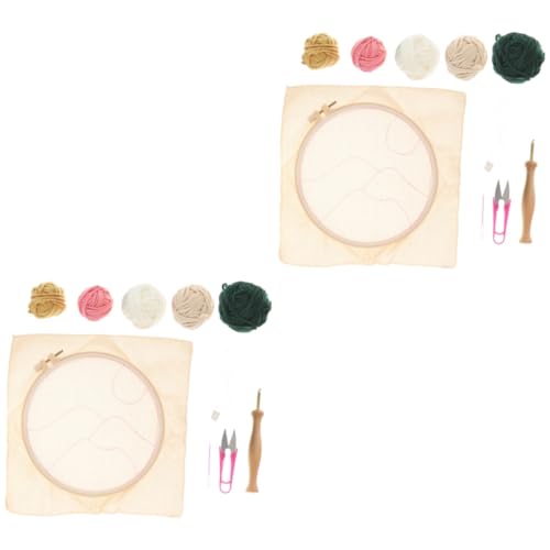 COHEALI 2 Sätze DIY-Stickerei embroidery set Embroidery beginner kit Embroidery wool kit Lochnadel-Stickrahmen Kreuzstiche für Kinder unvollendete Näharbeit Kreuzstiche für Anfänger Wolle von COHEALI