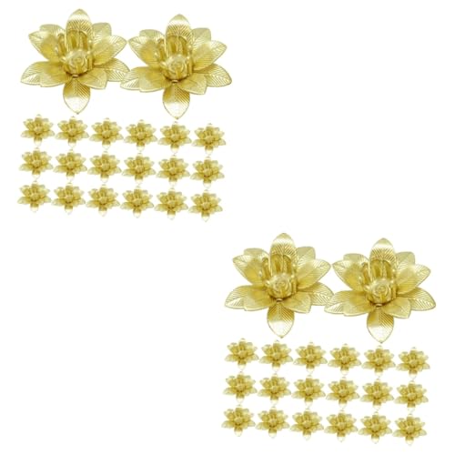 COHEALI 2 Sätze Doppelschichtige Fünfblättrige Blüten Blumenarmband Handschmuck Blumenschmuckperlen Perlen Für Diy-schmuck Blumen-schmuck-anhänger Ohrring Charme Kupfer Golden 20 Stück * 2 von COHEALI