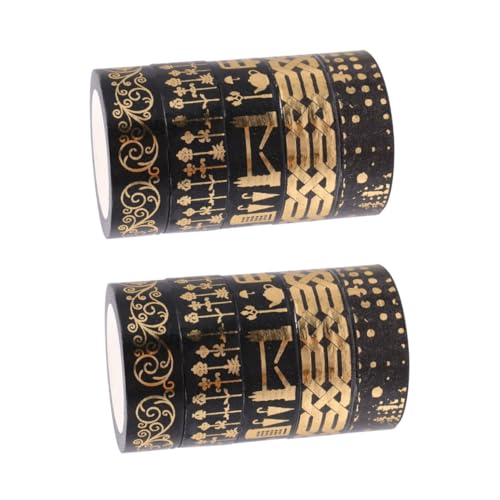 COHEALI 2 Sätze Papier Klebeband Seidenband Ripsband Dekorationsband Goldenes Washi-tape Papierklebeband Selber Machen Tagebuch-dekorband Geschenkverpackungsband Black 5 Rollen * 2 von COHEALI