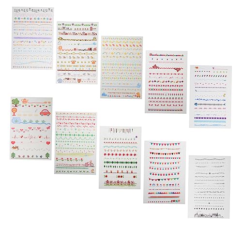 COHEALI 2 Sätze Trennlinienaufkleber Kinder Bastelset Basteln Für Kinder Stickern Scheckheft Stickers Mini-aufkleber Washi-linie Notizbuchaufkleber Dekorativer Papieraufkleber 10 Blatt * 2 von COHEALI