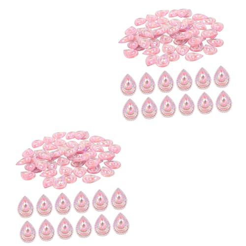 COHEALI 2 Sätze Wassertropfen Flacher Diamant Strassverzierungen Handwerk Edelsteine ​​flatback Craft Strass Flatback Strasssteine ​​zum Basteln Strass Zum Basteln Harz Rosa 50 Stück * 2 von COHEALI