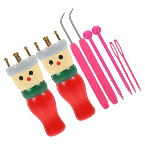 COHEALI 2 Sätze für Holzpuppen Spulen Stricker Mini-Spielzeug Französische Strickpuppe französisches strickpaket webnadel für die mama knit set Strickset Garnwebmaschine von COHEALI