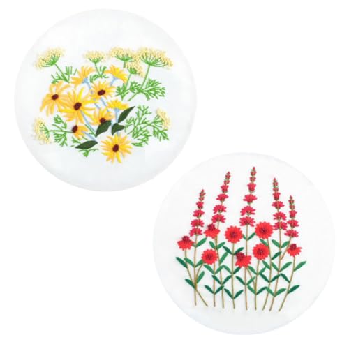 COHEALI 2 Satz Blumenstickset für Anfänger Stickformfaden Nadelstickerei-Kit Blumen-Kit Stanznadel-Kits Stanznadel-Sticksets Punch-Nadel-Kit Handstickset Handwerkszeug für den Haushalt von COHEALI