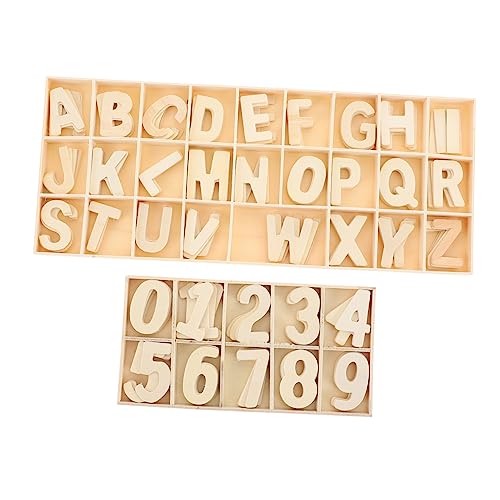 COHEALI 2 Sets Alphanumerische Holzspäne DIY Farbe Mini Zahlen Mini Dekor Holziges Dekor DIY Unvollendete Zahlen Schlichtes Unbemaltes Alphabet DIY Handwerk Alphabet DIY Zahlen von COHEALI