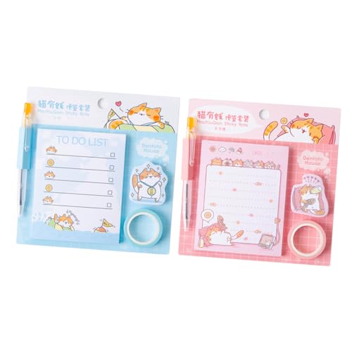 COHEALI 2 Sets Notizpapier Mini Notizblock Notizblock Selbstklebende Notizen Selbstklebende Notizen Selbstklebender Notizblock Scrapbooking Zubehör Set Selbstklebende Notizblöcke von COHEALI