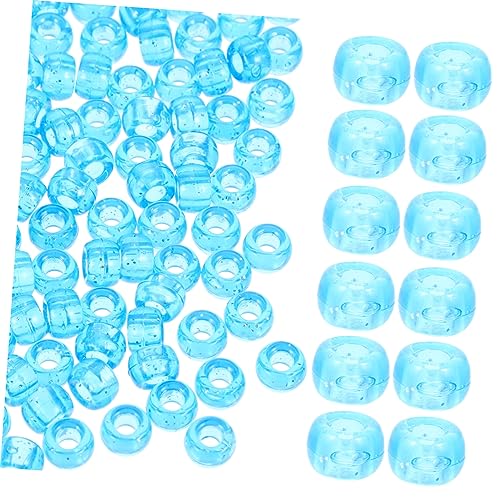 COHEALI 2 Stück 1 Glitzernde Eimerperlen mit großen Löchern beading beads kunststoffperlen Perlen für DIY Perlen-Anhänger schmuck Basteln Sie DIY-Perlen plastikperle selber machen Sky-blue von COHEALI