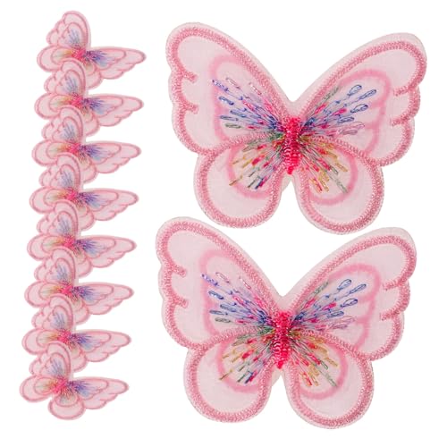 COHEALI 20st Double-layer-schmetterlingsstoff-patch Kleine Kleiderflicken Entzückende Patches Schmetterlinge Aus Stoff Schmetterlinge Patches Schmetterlinge Jacken Patches Polyester Rosa von COHEALI