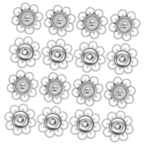 COHEALI 20st Versteckte Schnalle Knöpfe Für Kostüm Kleidungsknöpfe Jackenknopf Drücken Unsichtbare Knöpfe Masse Blumenknopf-druckknöpfe Annähen Von Knöpfen Schnappt Silver Legierung von COHEALI
