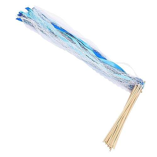 COHEALI 25St Streamer-Feenstab Feenstab aus Seide Hochzeits-Streamer Hochzeits-Handheld-Zauberstab Fairy Wand The Wedding Party klocke Party-Fee-Stick Tanzbänder für die Hochzeit Holz Blue von COHEALI