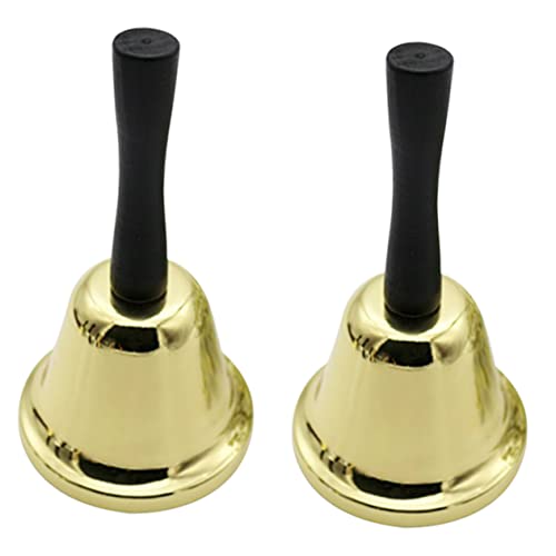 COHEALI 2St Handglocke rezeptionsklingel rezeptionsglocke tischglocken Servierglocke glöckchen gold Tischdekoration handbetrieben Empfangsglocke Serviceglocke aus Eisen hölzern Golden von COHEALI