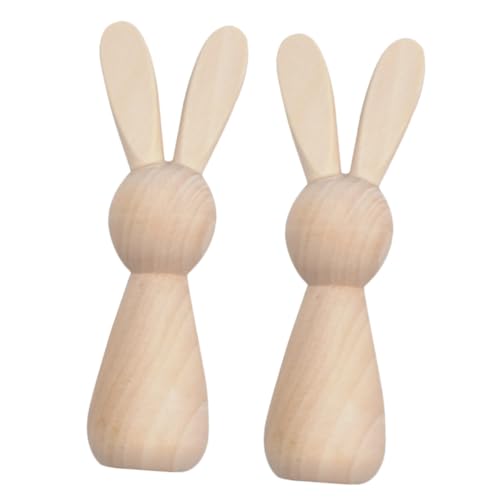 COHEALI 2st Hase Aus Holz Puppenkörper Steckpuppen Unvollendet Diy Liefert Unbemalte Peg-puppen Mini Unvollendete Figur Diy-graffiti-stöpselpuppen Leere Stiftpuppe Diy-graffiti-puppen von COHEALI