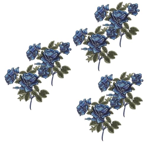 COHEALI 3 Paare Stickerei-reparatur-stickerei Stoffflicken Für Kleidung Stoffblumen Applikationen Für Kleidung Flecken Aufnäher Patches Zum Aufnähen Polyester Blue von COHEALI