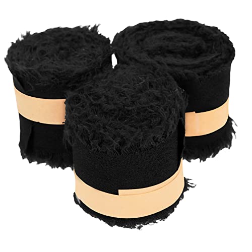 COHEALI 3 Rollen Chiffon Gürtel Mit Unbearbeiteten Kanten Schleifenband DIY Bastelarbeiten Geschenkband Chiffon Fransenband Valentinsband Kopfschmuck Bänder Weihnachtsband von COHEALI